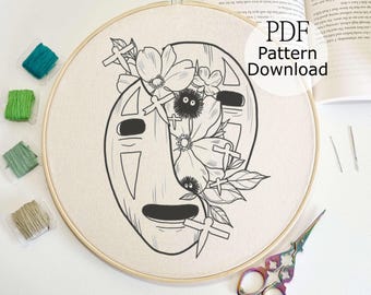 Spirited AwayNo Face Embroidery Pattern, Ghibli Anime (PDF Pattern)