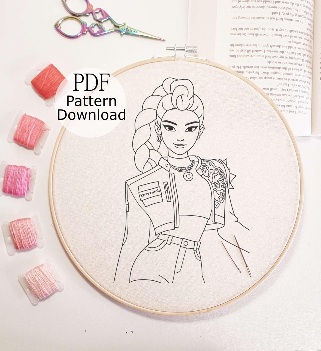 Rumi Ryu Patterns Rumi Embroidery Pattern, Kpop Demon Hunters Embroidery Design, Hand ...