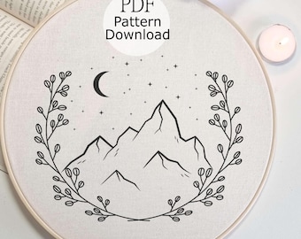 Velaris Mountain Embroidery Pattern, Night Court Design (PDF Pattern)