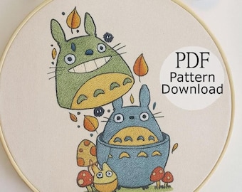 Totoro Embroidery Pattern, Japanese Anime Design (PDF Pattern)