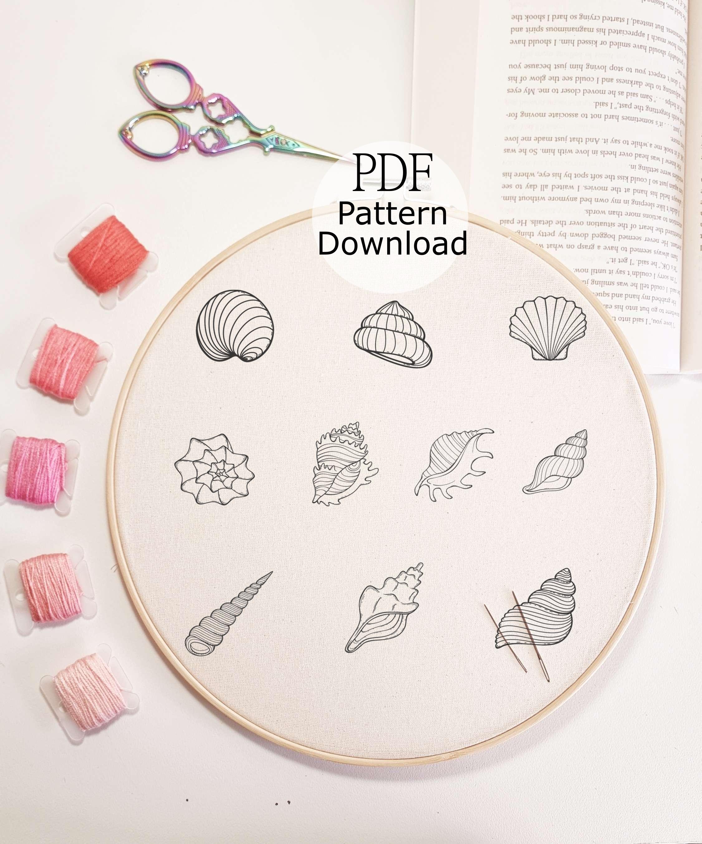 Sea Shells Embroidery Pattern, Coastal DIY Needlework (PDF Download) - Etsy