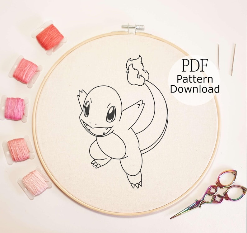 Spool Pokemon Charmander Embroidery Pattern, Pokemon Embroidery Pattern, Japanese ...