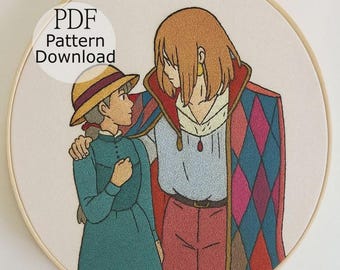 Howl's Moving Castle Embroidery Pattern, Studio Ghibli Anime (PDF Pattern)