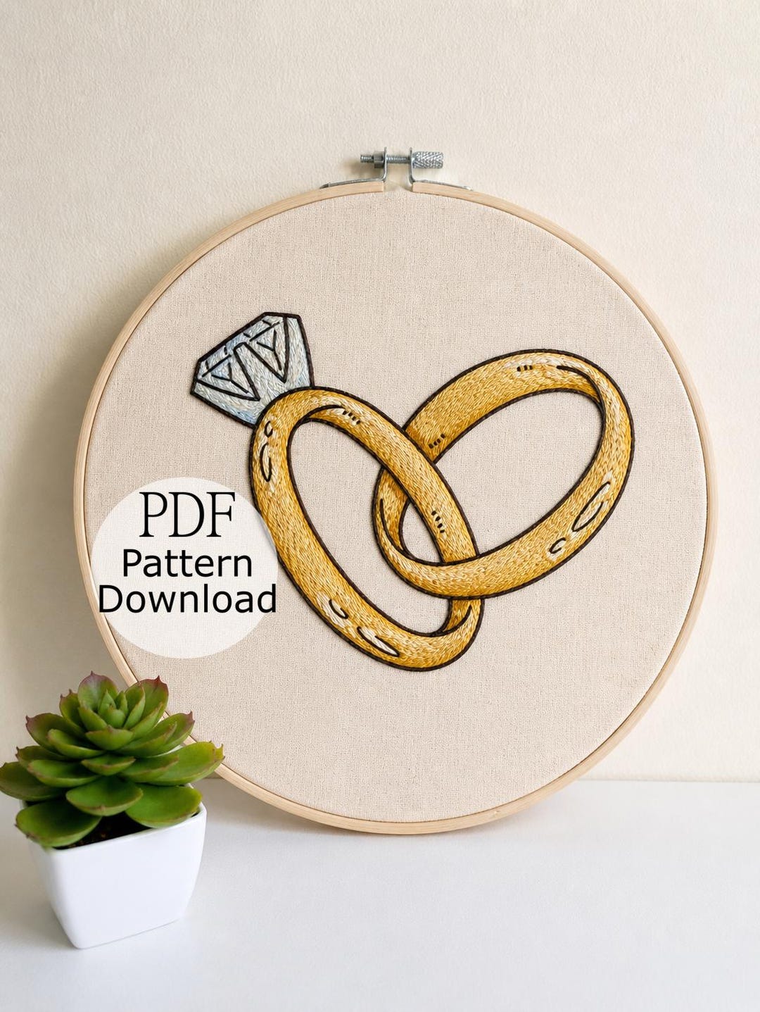 Engagement Rings Embroidery Pattern PDF, Marriage Embroidery PDF, Hand ...