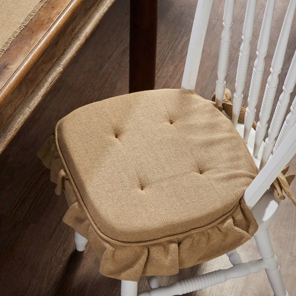 Burlap Ruffled Chair Pad