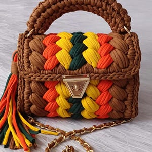 Handmade Colorful Yarn Bag – Peanut Crochet Crossbody – Vibrant Festival Purse – Unique Summer Bag