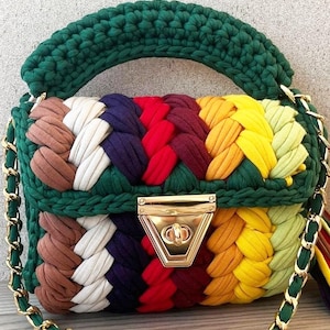Boho Colorful Crochet Bag – Handmade Yarn Crossbody – Rainbow Shoulder Purse – Gift for Color Lovers