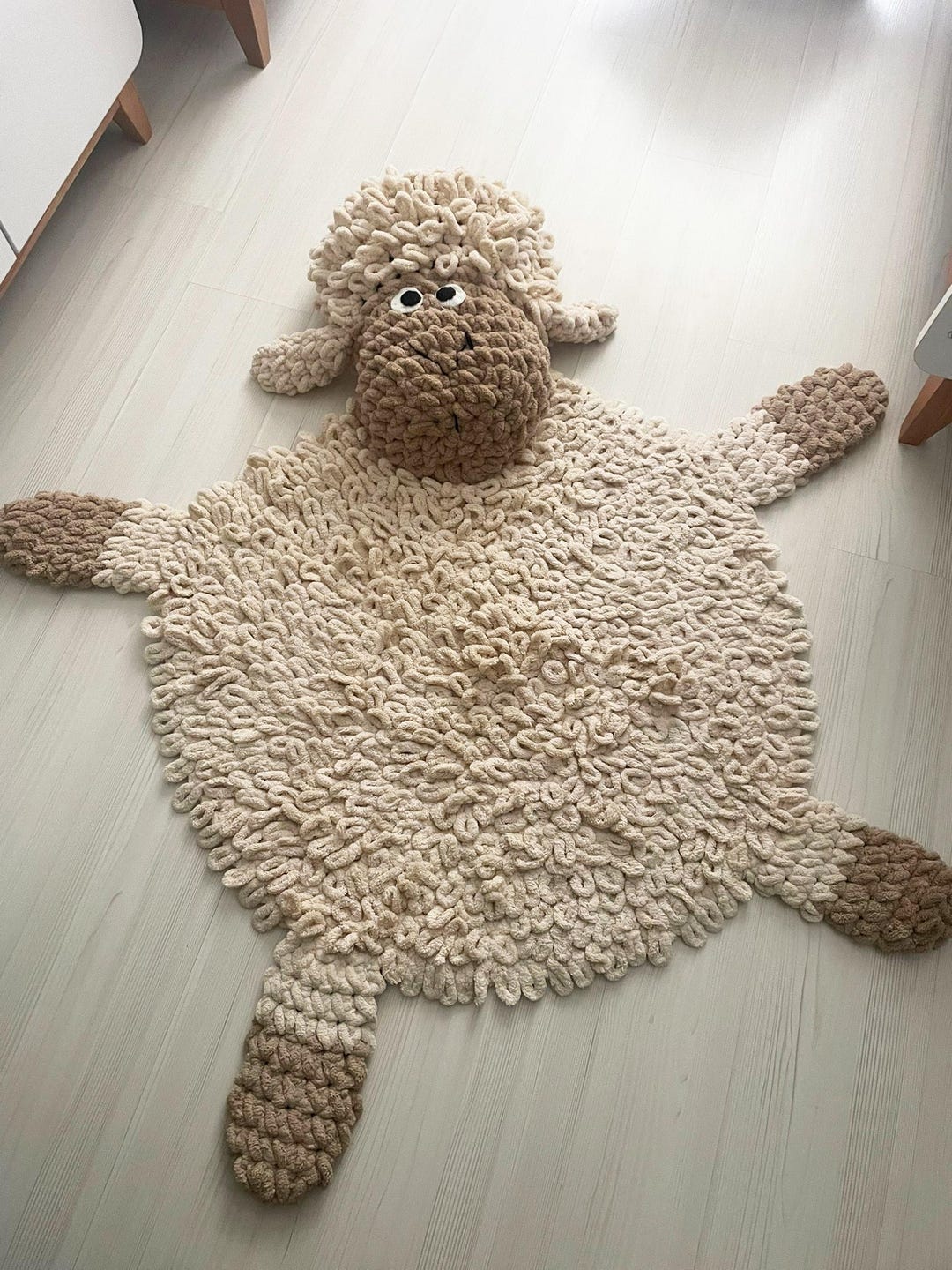Whimpsy Rug Sheep Handmade Crochet Sheep, Lamb Nursery Rug, Baby Play Mat, Sheep Nursery ...