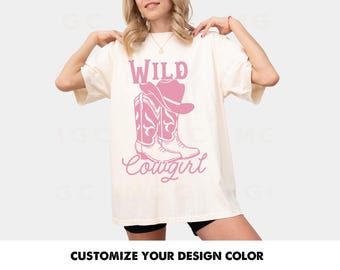 Wild Cowgirl Comfort Colors Shirt – Country Concert Tee for Women, Trendy Oversized Western Graphic Shirt, Custom Made to Order