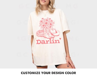 Comfort Colors Graphic Tee - Darlin’ Shirt, oversized cowgirl shirt, cute trendy country concert rodeo tshirt, western chic, howdy tee