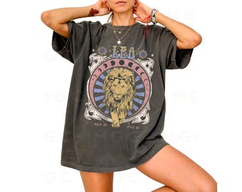 Comfort Colors Graphic Tee - Leo Zodiac Shirt, zodiac band tee, vintage inspired shirt, boho shirt, Leo gift, retro zodiac shirt