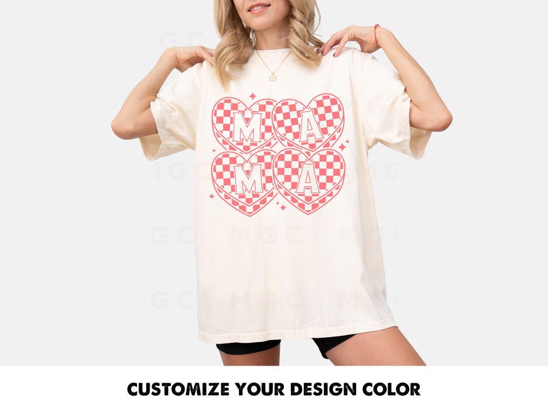 MAMA Heart T-shirt | Checkered Retro Mom Shirt | Cute Mother's Day