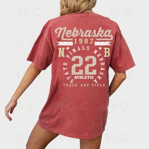 Comfort Colors Graphic Tee - Nebraska Sports Shirt, track and field shirt, Vintage Inspired Athletic Shirt, midwest shirt, oversized tee