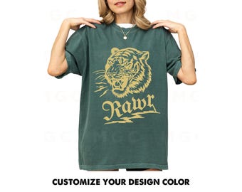Comfort Colors Shirt - Tiger Rawr Shirt, women a casual graphic tee, easy tiger, retro style womens tee, alternative style rocker vibe