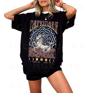 Comfort Colors Graphic Tee - Capricorn Zodiac Shirt, zodiac band tee, vintage inspired shirt, boho shirt, Capricorn gift, retro zodiac shirt