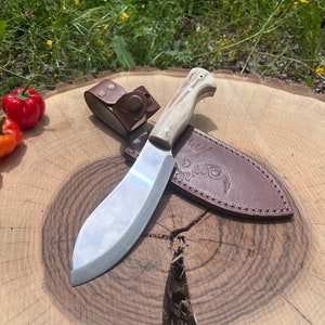 Personalized Deer Horn Handle Hunting Knife Sheath, Custom Groomsmen Gift Full Tang Engraved Nessmuk Knife Anniversary Wedding Gift for Him