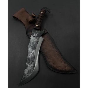 Hand Forged Survival Machete: 5160 High Carbon Steel, Walnut Grip