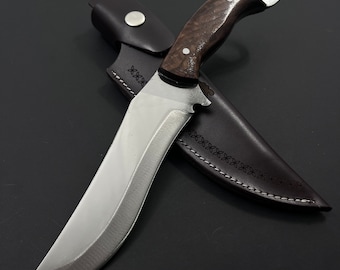 Cuchillo de caza de acero alemán de 11" con monograma personalizado y funda