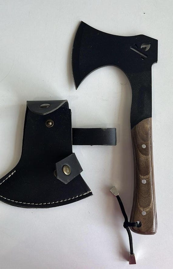 Hache De Chasse Viking - Tomahawk Tactique En Acier Carbone Fait Main - Pièce Unique
