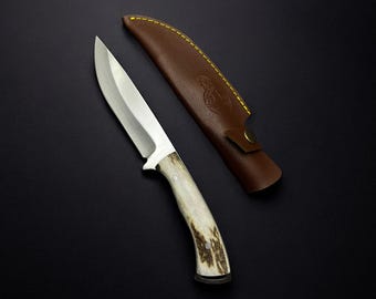 10" Personalized Real Deer Bushcraft Hunting Knife Gift for Men Custom Camping Knive Groomsmen Anniversary Engraved Gifts Outdoor Gear