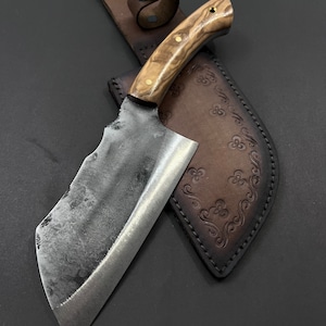 Handmade Hand Forged Almazan Knife with Sheath Camping Knife Custom Engraved Knife Personalized Gifts For Men Hunting Gifts Full Tang Blade