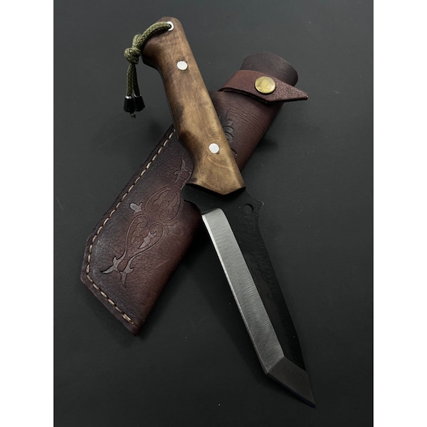 Fait main 9,84" pleine soie couteau à crochets couteau gravé personnalisé cadeaux de chasse pour hommes couteau Bushcraft couteau de survie cadeaux de garçons d'honneur pour lui