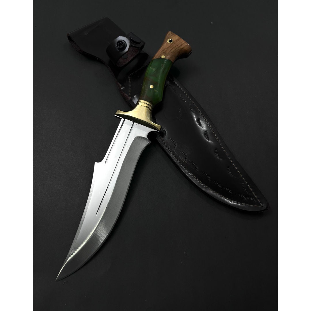 Handmade Epoxy Handle Hunting Knife Custom Bowie Knife With Sheath