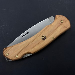 Custom Engraved Folding Knife: Olive Wood Groomsmen Gift