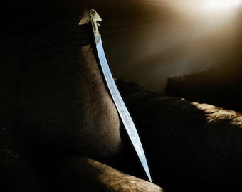 Personalized Ottoman Yataghan Sword: Gold Design, Stainless Steel, Islamic Engraving