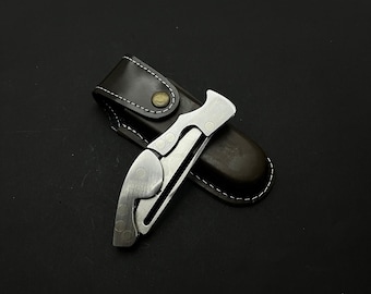 Engraved Horn Handle Folding Knife: Personalized Hunting Gift