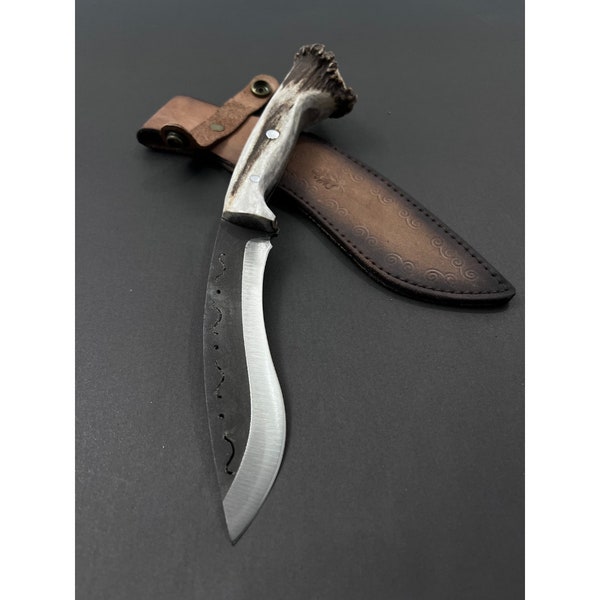 Handmade Stag Antler Unique Hunting Knife With Sheath Deer Horn Knife Collector Knife Deer Horn Big Bowie Knife Groomsmen Knives Custom Gift
