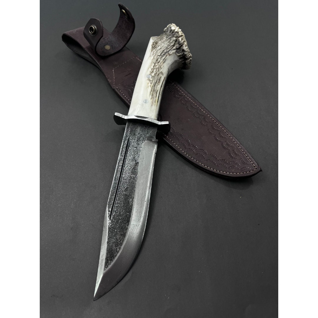 手作り鍛造鋼ボウイナイフ：鹿角ハンドルの夫へのクリスマスプレゼント