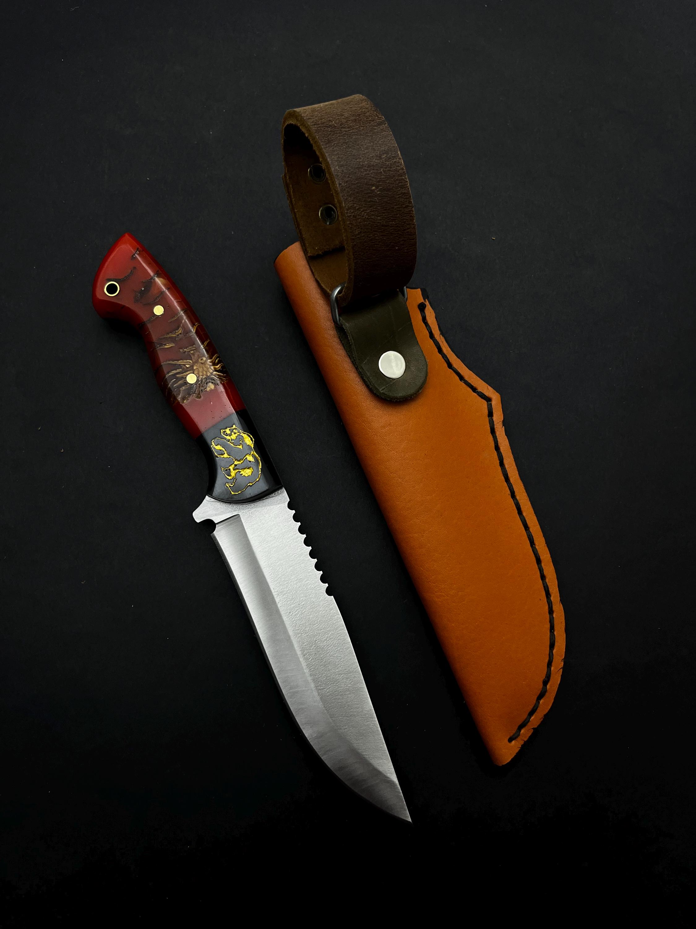 刻印入りクマの狩猟用ナイフ：カスタムD2スチールブレード、夫への