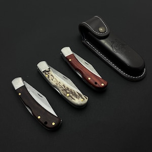 Wood Deer Antler Handle Custom Engraved Pocket Knive and Sheath Groomsmen Knives Custom Gift For Men Tactical Knive Hunting Gifts For Man