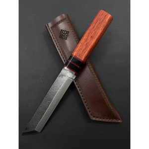 Hand Forged Tanto Knife  Japanese Knife  Samurai Knife With Sheath Handmade Knife  Hunting Knife  Carbon Steel Tanto Knife  Gift Knife