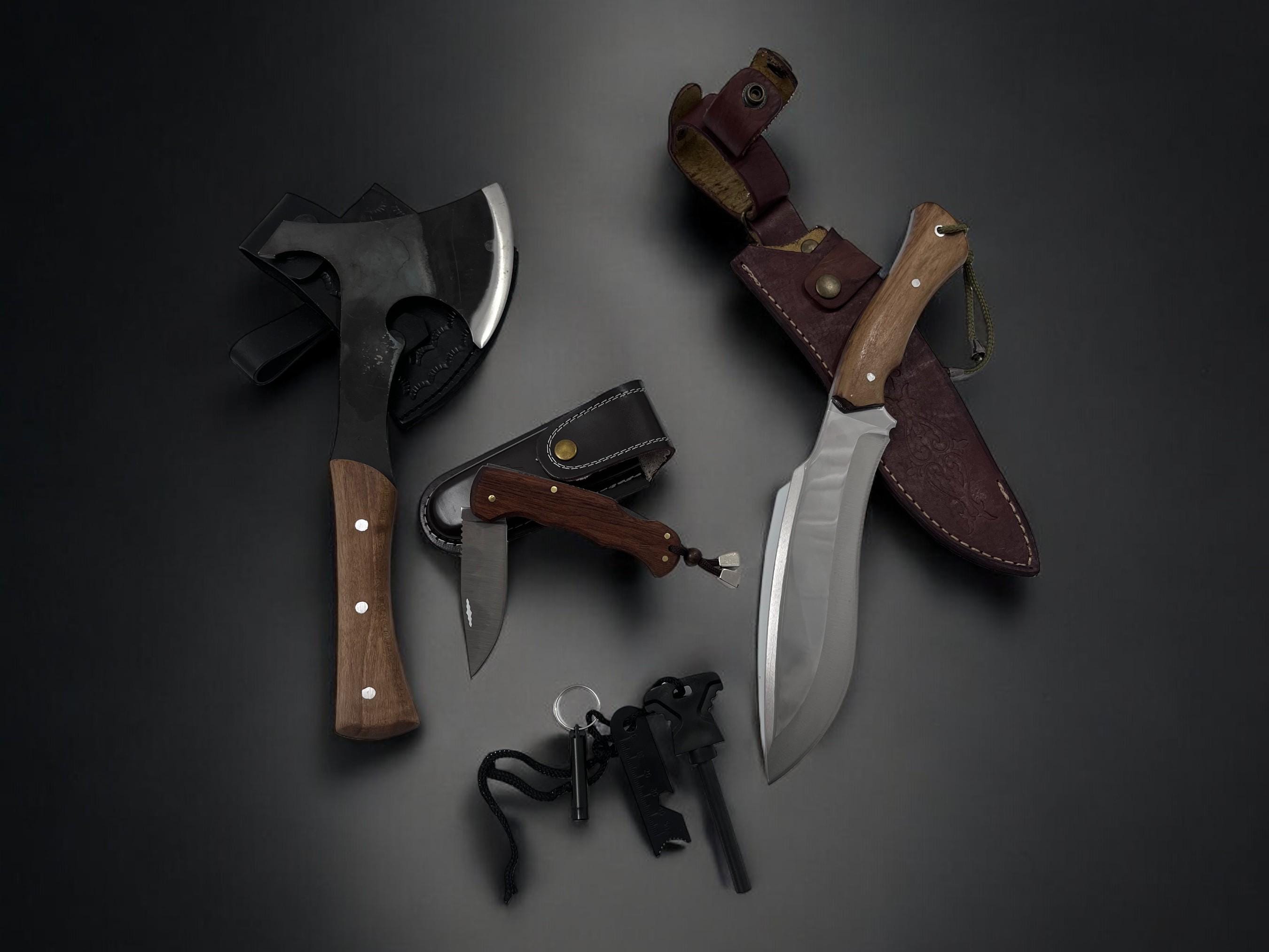 Outdoor And Camping Equipment Set Bushcraft Knife Small Pocket Knife Camping Axe Fire Starter Kit Gift Full Tang Personalized Set Gifts