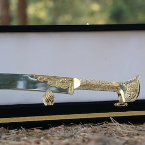 Custom Handmade Yataghan Sword Decoration Yatagan Sword Ottoman Style Sword with Gold Design Stainless Steel Islamic Sword Costumized Gift