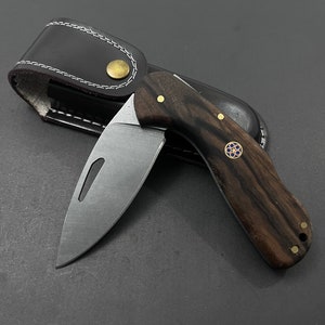 Personalized 8.07&quot; Walnut Handle Small Pocket Knive Custom Engraved Folding Knife Groomsmen Hunting Gift for Man Boyfriend Tactical Gift