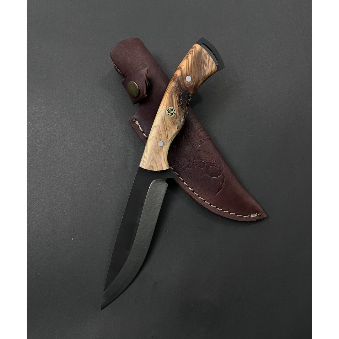 Handmade Wood Handle Hunting Knife With Sheath Stag Horn Knife