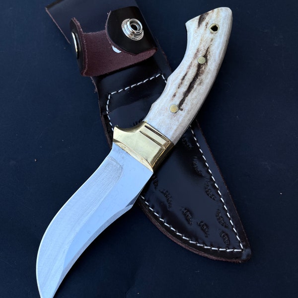 Hand made Stag Horn Bowie Knife Hunting Knife Groomsmen Gifts Custom Engraved Knife Personalized Deer Antler Knife For Men Gifts For Men