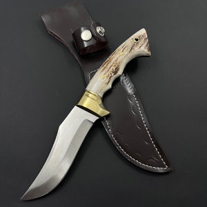 Coltello Bowie da 10" personalizzato, coltello da caccia, regalo per sposo, coltello inciso, coltello personalizzato, coltello in corno di cervo per uomo, regali di caccia per uomo