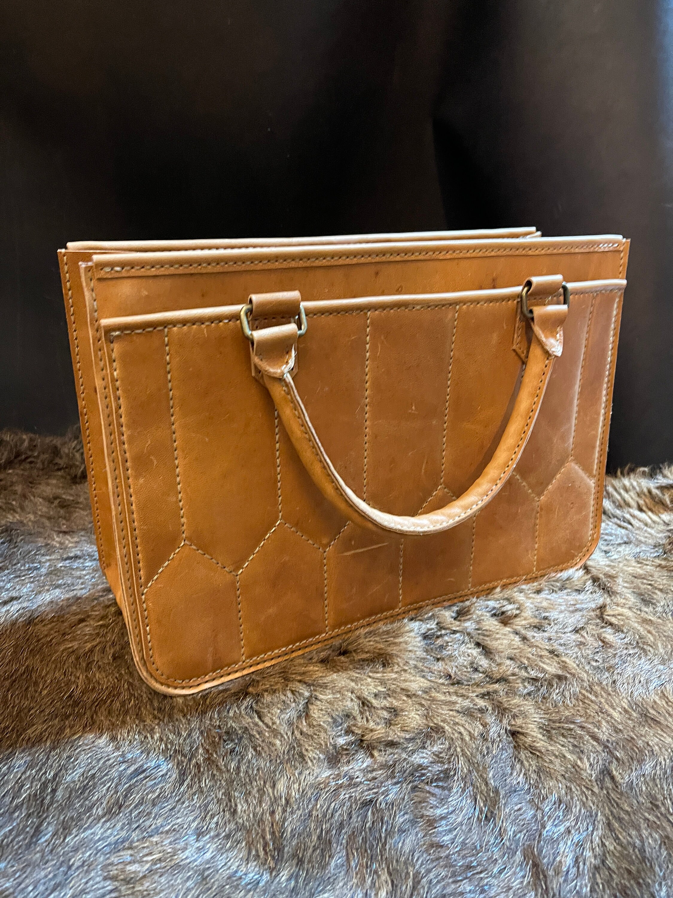 Handmade Camel Leather Messenger Bag / Tote Bag Etsy
