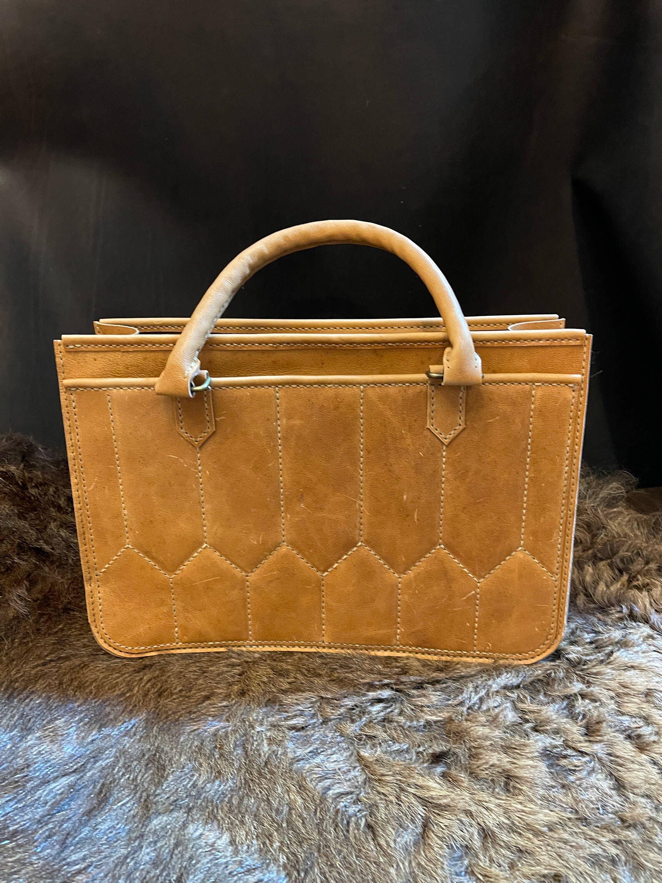 Handmade Camel Leather Messenger Bag / Tote Bag Etsy