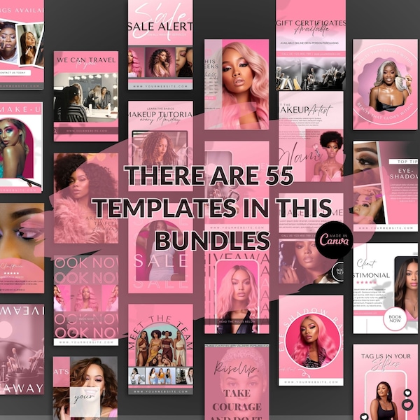 Pink Instagram Post Template| Makeup Artist Social Media Flyers| Editable Canva MUA Template| Premade Beauty Promo| Pink Beauty Flyer