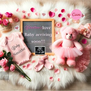 Baby Announcement, Valentine Baby, Valentine&#39;s Day, Instant Download, Pregnancy Announcement, It&#39;s a Girl, Pregnancy Reveal, February Baby