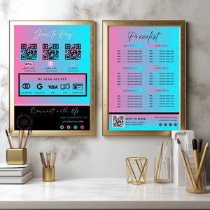 Scan to Pay and Price List Template| Editable Scan To Pay| Customizable and Editable Price List and Scan to Pay Template in Canva| QR code