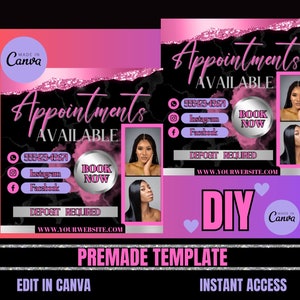 Editable Book Now Flyer | DIY Social Media Sales Flyer |Premade Editable Template | Canva Flyer Template| Instant Download| Flyer Design