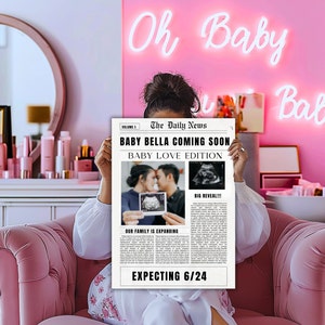 Pregnancy Announcement | Newspaper Baby Shower | Customizable Template | Gender Reveal Newspaper | Large Newspaper Baby Announcement