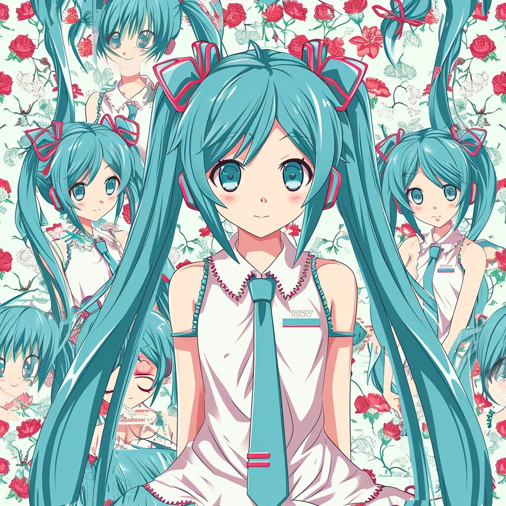 4 Count Anime Girl Seamless Pattern Digital Print 300 Dpi Commercial ...