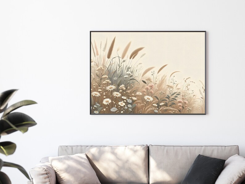 Printable Meadow Wildflowers Wall Art Earthy Tones & English